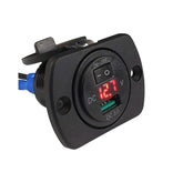 VoltFlow 12V Volt Gauge Flush Mount with USB and Switch with Red LED